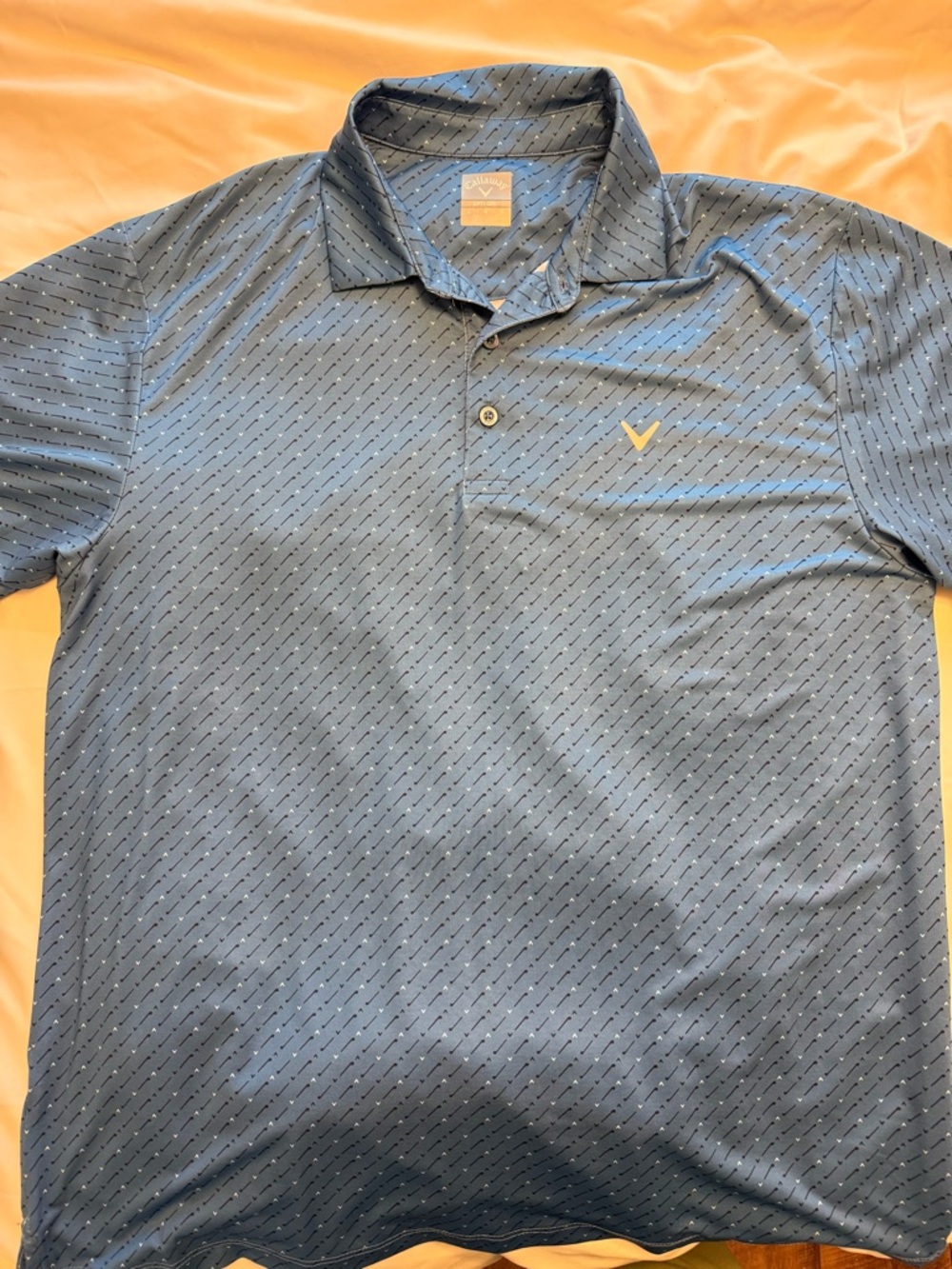 Callaway Blue Short Sleeve Performance Polo with Subtle Stripe Print